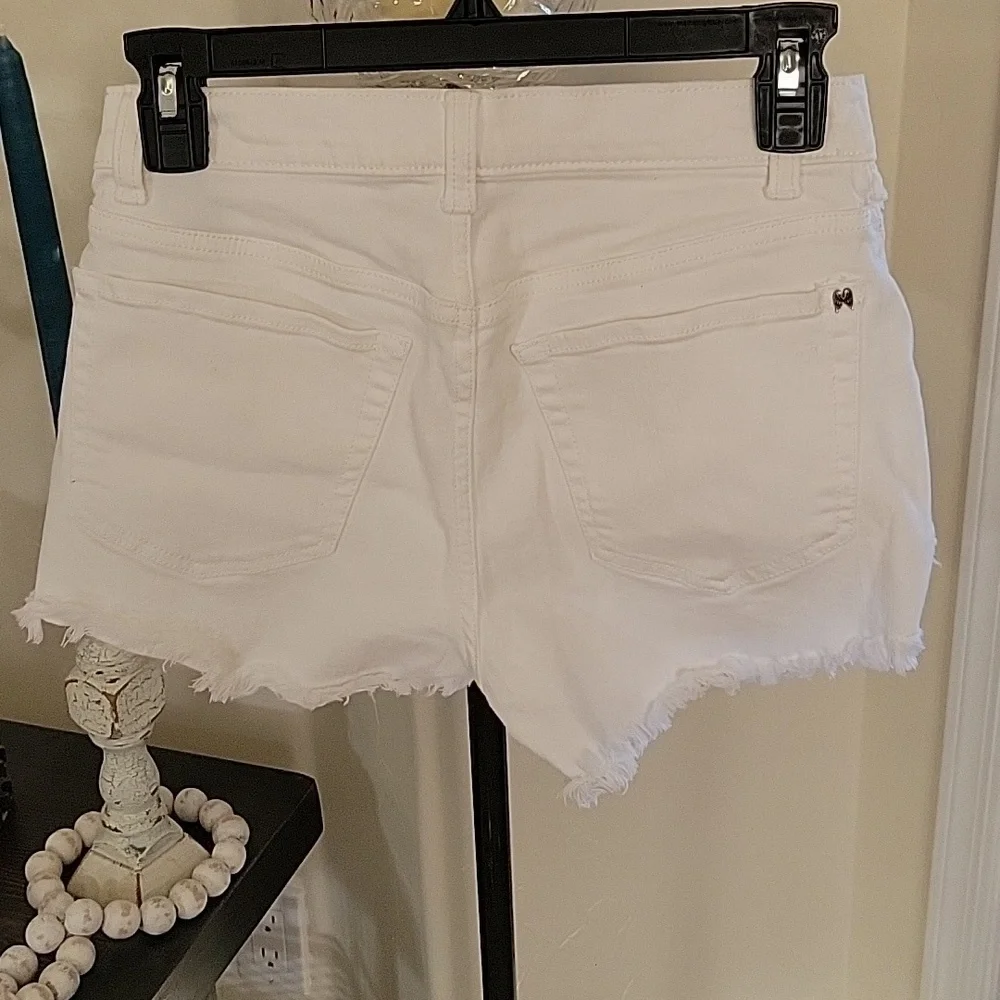 Victoria Secret High Rise, Distressed, White Denim Angel Wings Shorts Size 0 - Picture 2 of 12